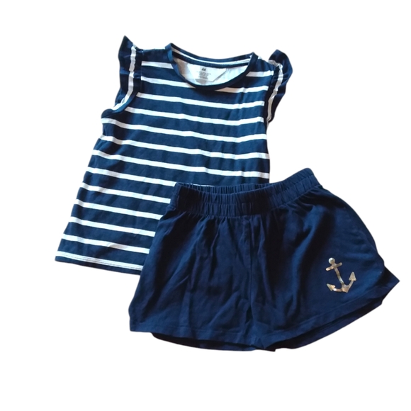 H$M Girls Nautical Shorts Set - Picture 1 of 3